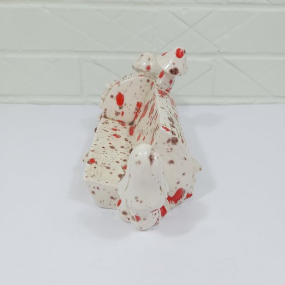 Funky 1970's Orange Speckle Ceramic Log with Mushrooms Groovy Decor - Picture 5 of 7